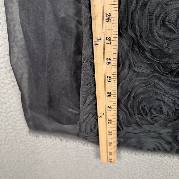 J Crew Dress Womens 2 Black Silk Lined Textured Tulle Shift Floral Romantic Goth - Picture 11 of 13